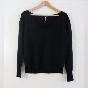 Free People V-Neck Sweater 100% Cashmere Black Women’s Size XS